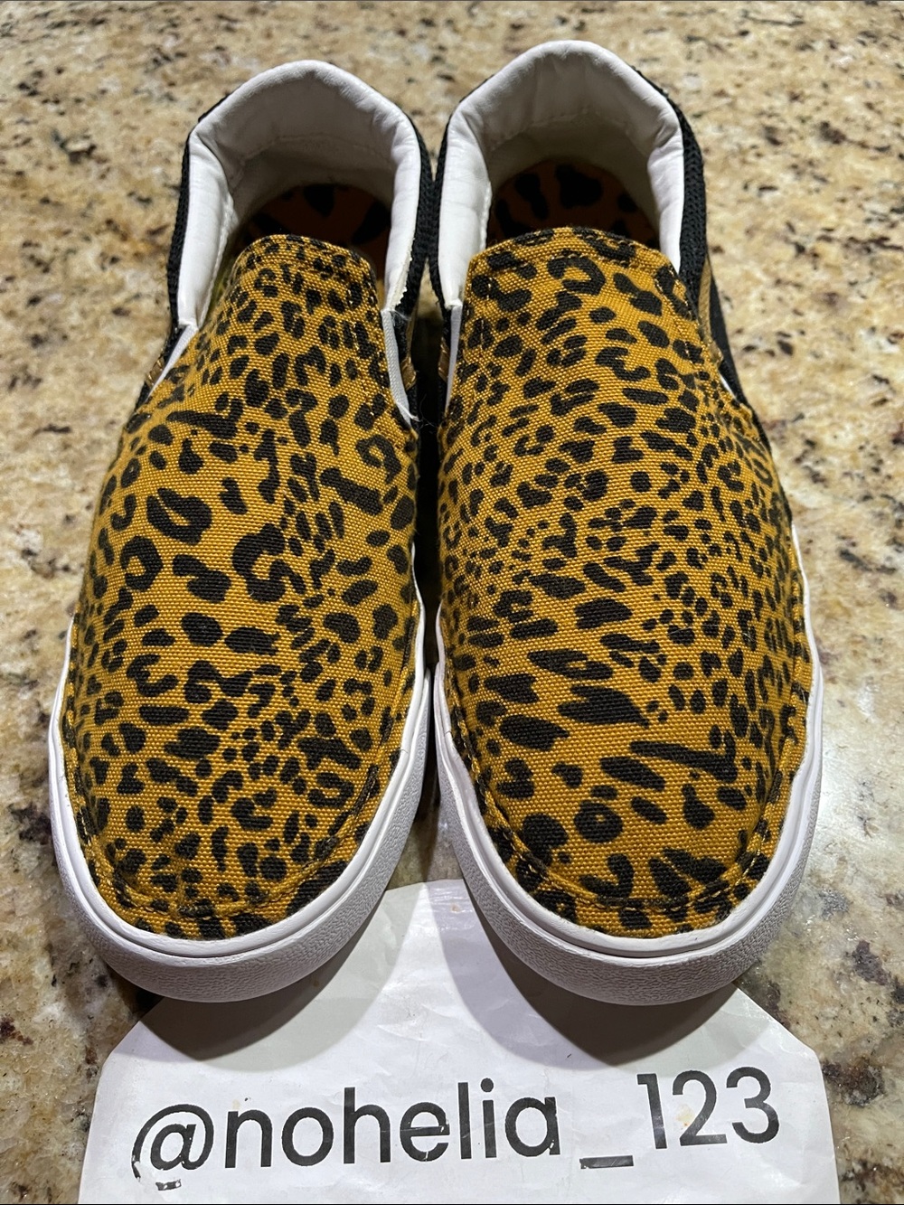 Nike Court Legacy Slip-On Sneakers in Leopard Print Brown